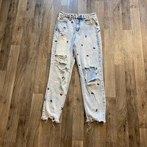Material Girl Light Wash Butterfly Distressed Jeans Size 3